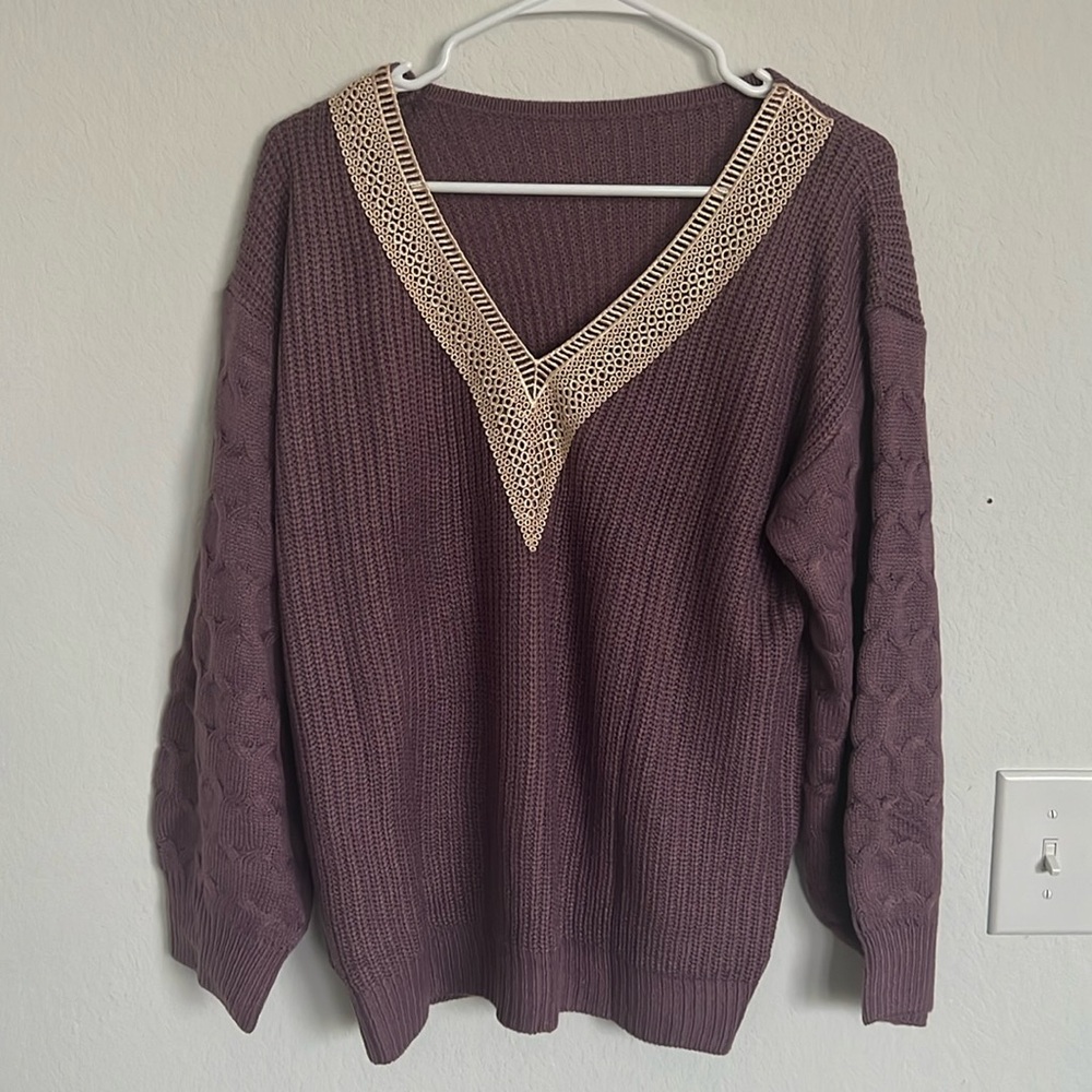 Two tone V-neck Sweater (size small)